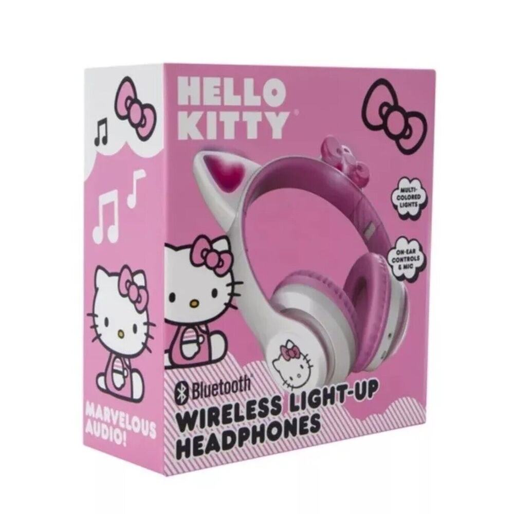 Hello Kitty Wireless Light Up Headphones Bluetooth White Sanrio New
